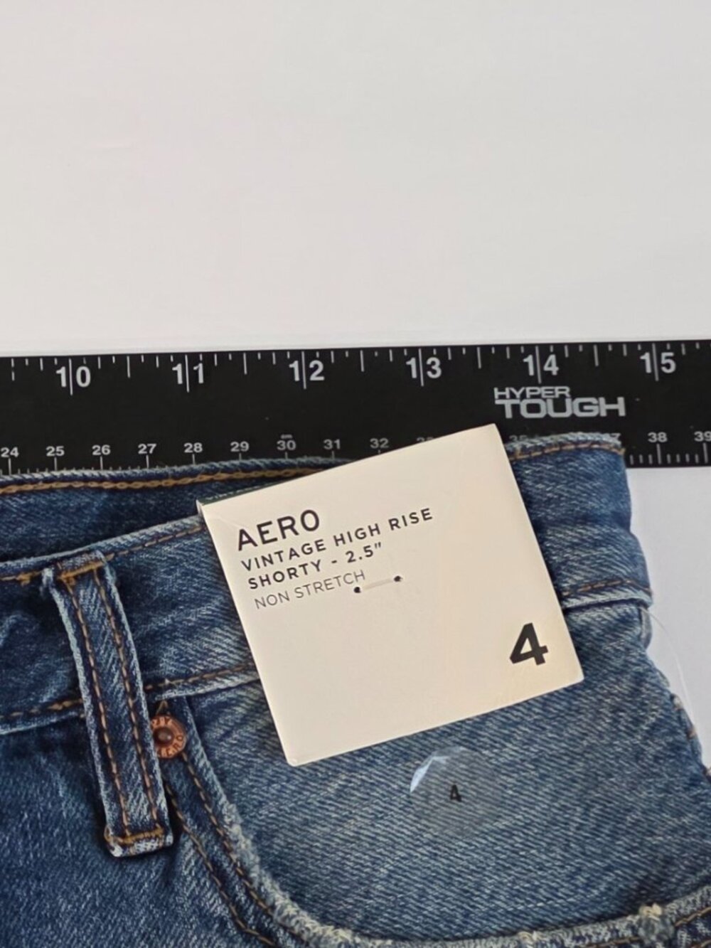 Aero High Rise Distressed Denim Shorty Shorts Size 4 NWT - Picture 8 of 8
